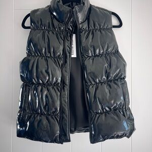 NWT Steve Madden Shiny Black Puffer Vest